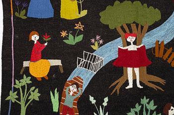 A hand-embroidered Kelim carpet, c. 198 x 153 cm.