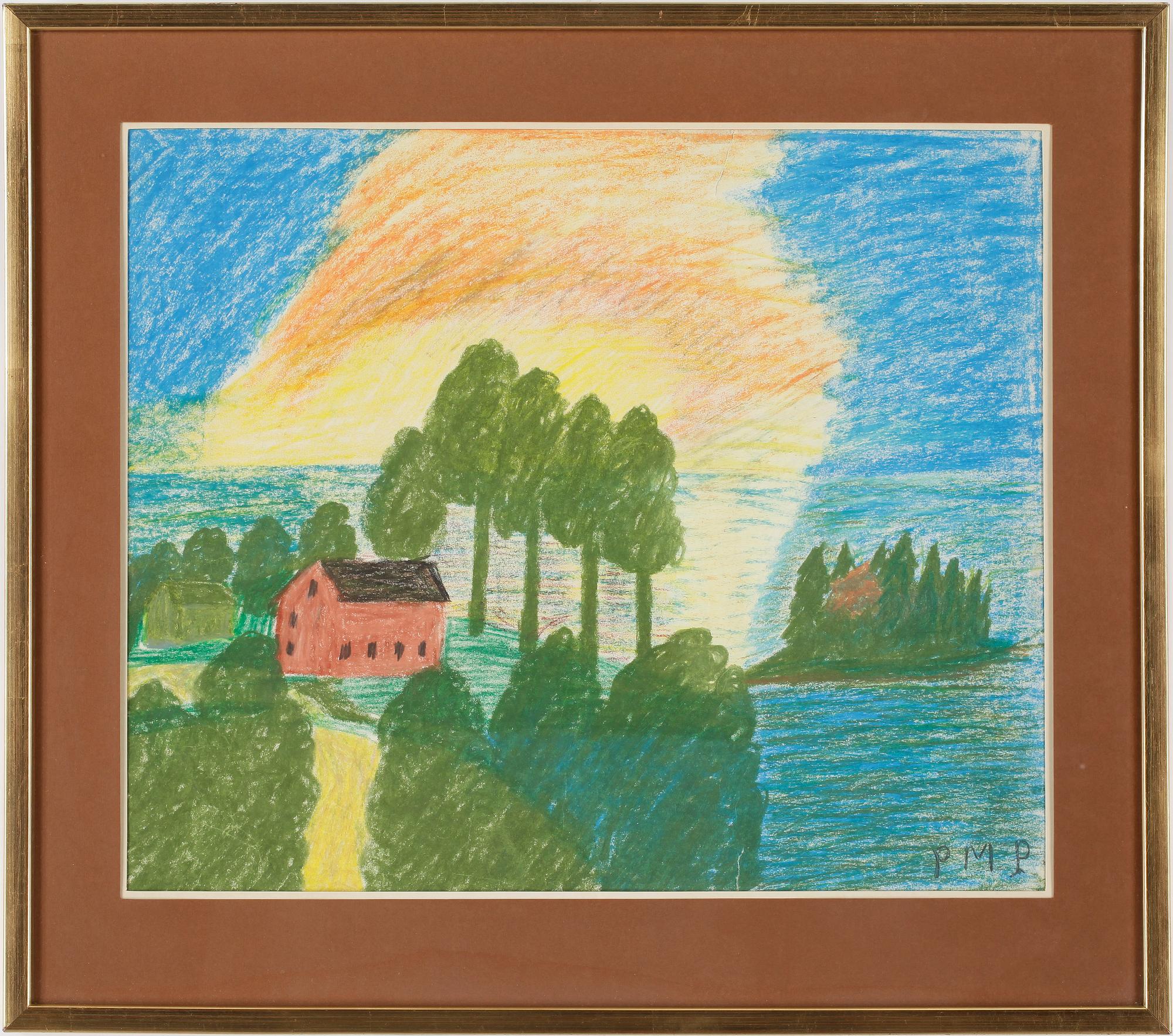 PRIMUS MORTIMER PETTERSSON, krita på papper, monogram signerad.