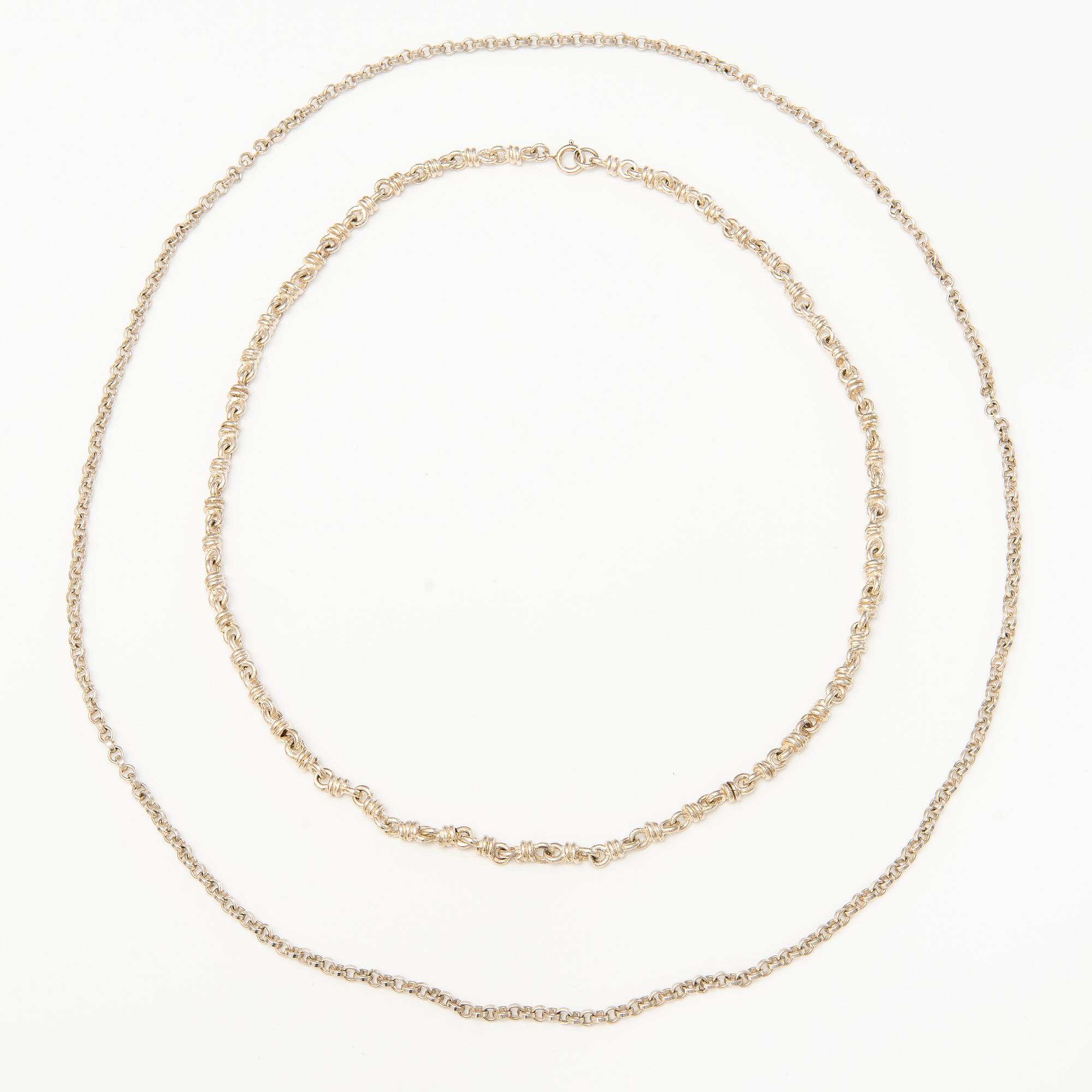 KAULAKETJUJA, 2 kpl, hopeaa.