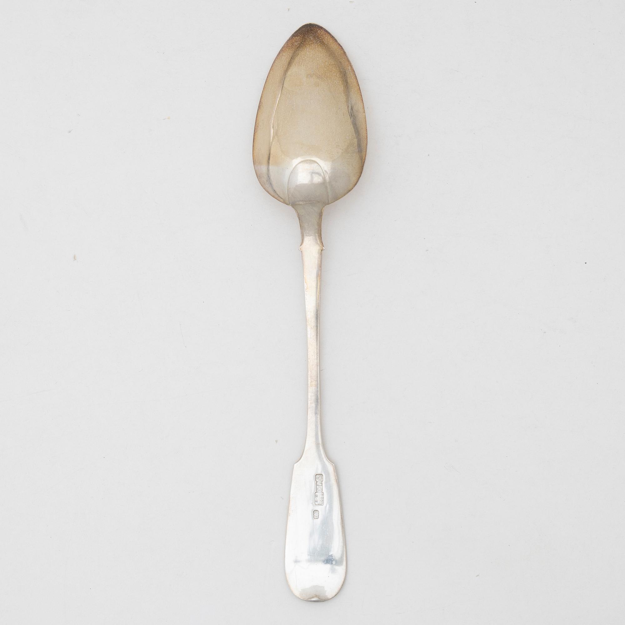 A Russian silver serving spoon, St Petersburg 1856.
