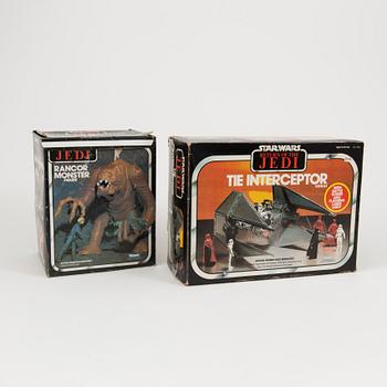 A vintage Star Wars Rancor Monster and Tie Interceptor Kenner 1980s.