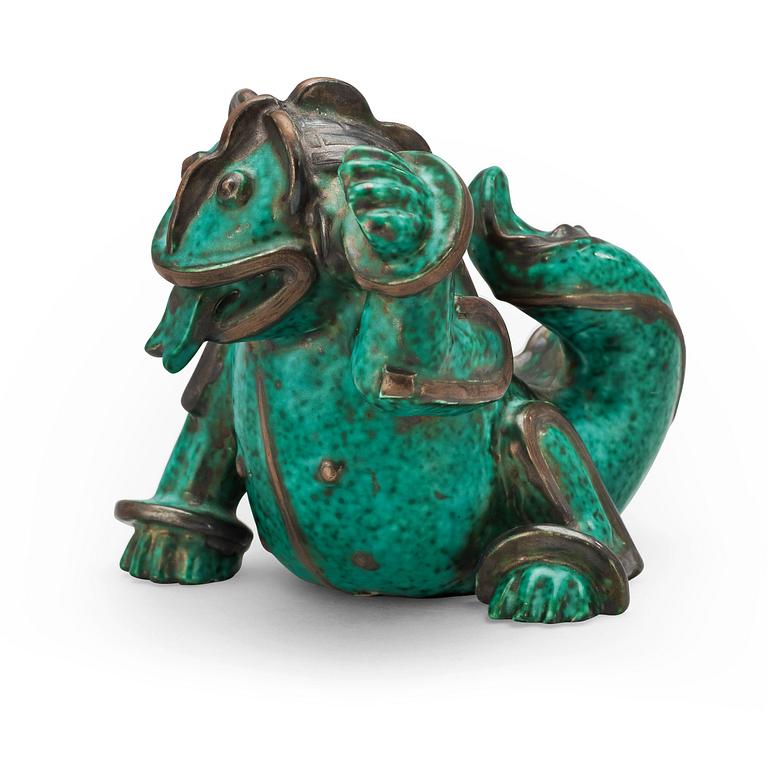 A Wilhelm Kåge 'Argenta' stoneware figure of a dragon, Gustavsberg ca 1940.