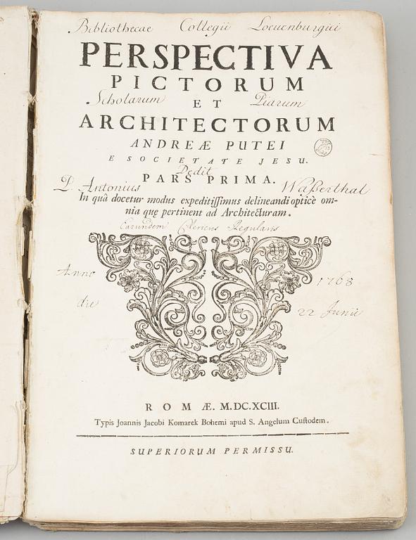 A BOOK, Andrea Pozzo: Prospettiva de pittori e architetti, Roma 1693.