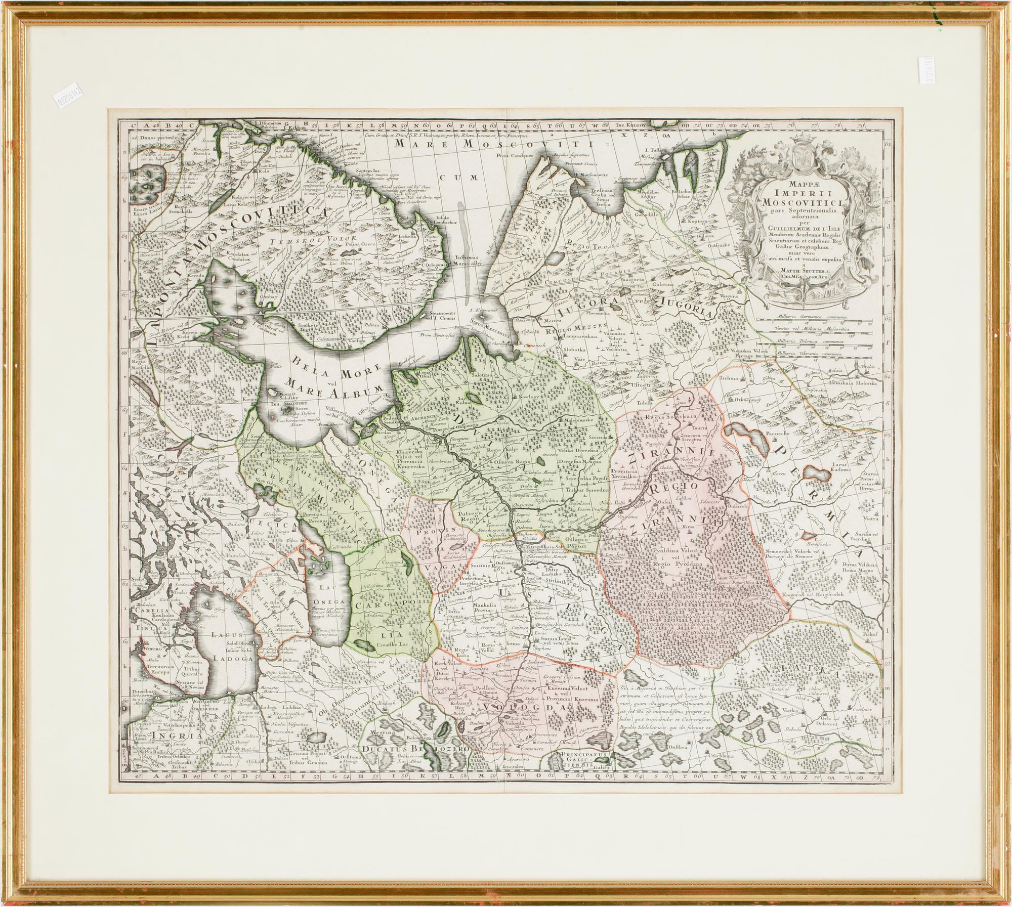 MATTHAEUS SEUTTER, karta, gravyr, "Imperii Moscovitici", 1700-tal.