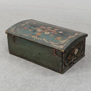 A 19th century painted box and casket.