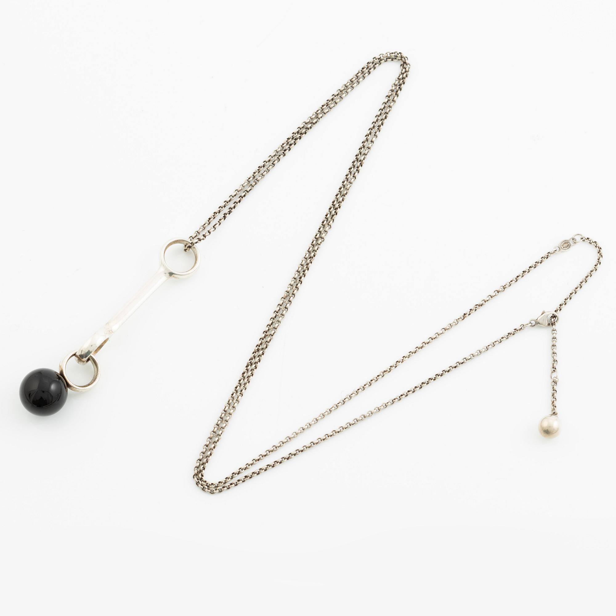 Necklace, Georg Jensen, "Sphere", design Regitze, silver with black agate.