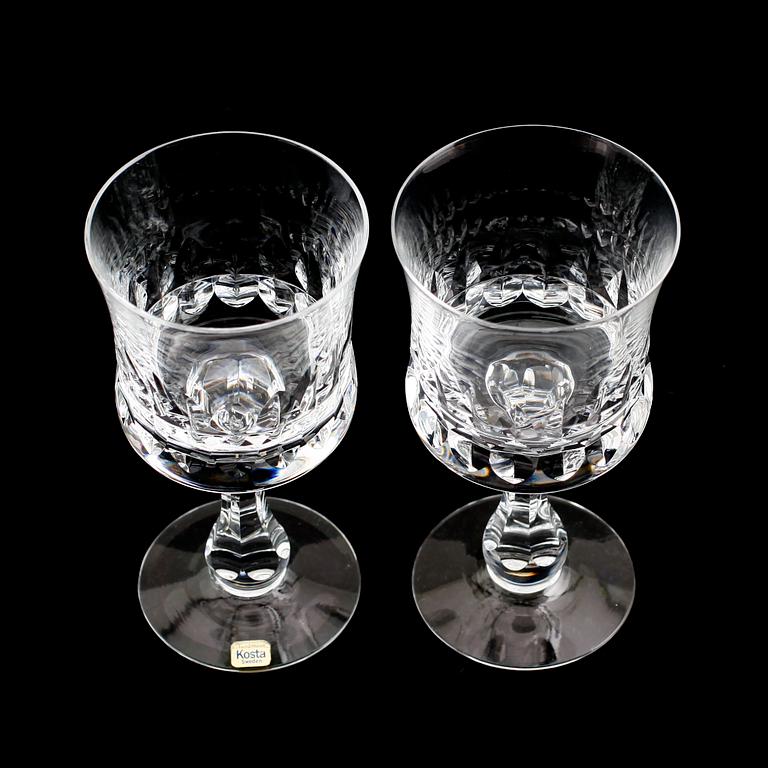 RÖDVINSGLAS, 12 st, "Prince", Göran Wärff, Kosta.