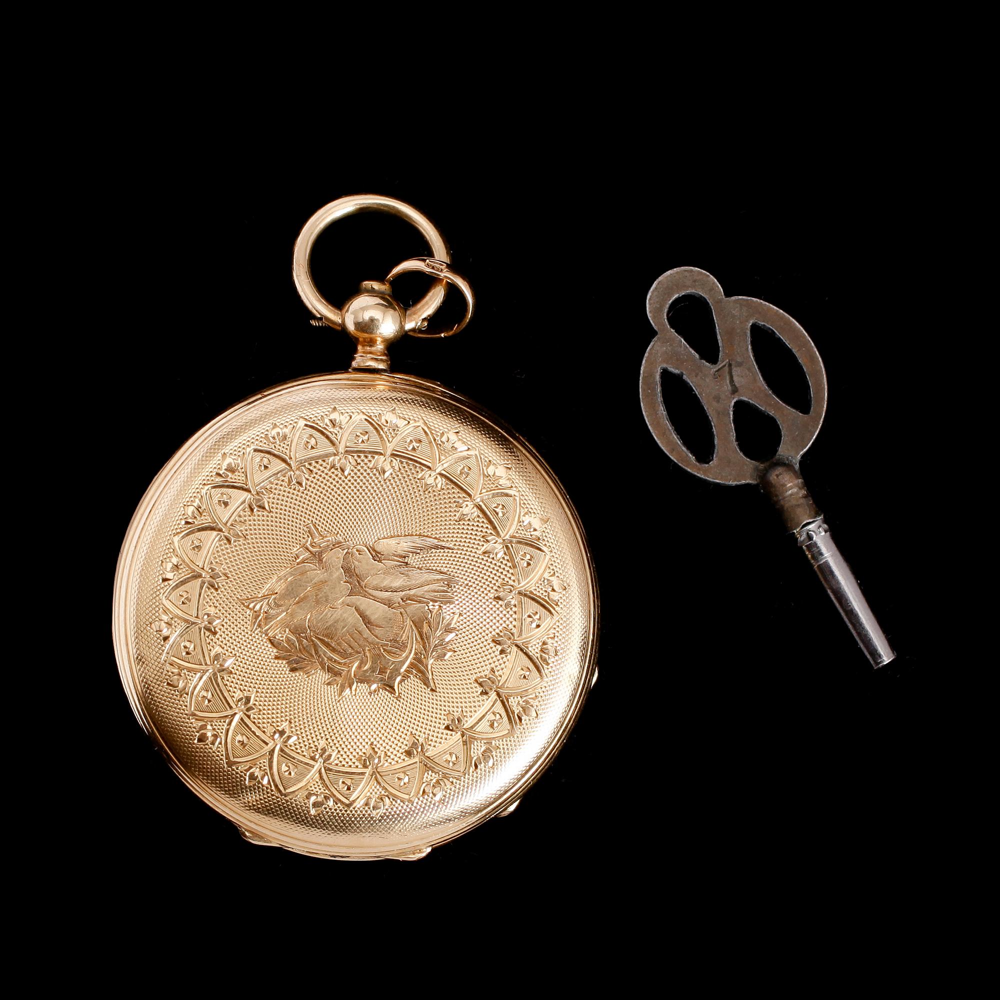 FICKUR, 18 k guld, sekelskiftet 1900.