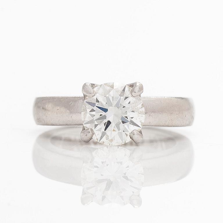 A platinum ring, set with a brilliant-cut diamond approximately 2.02 ct. With certificate.