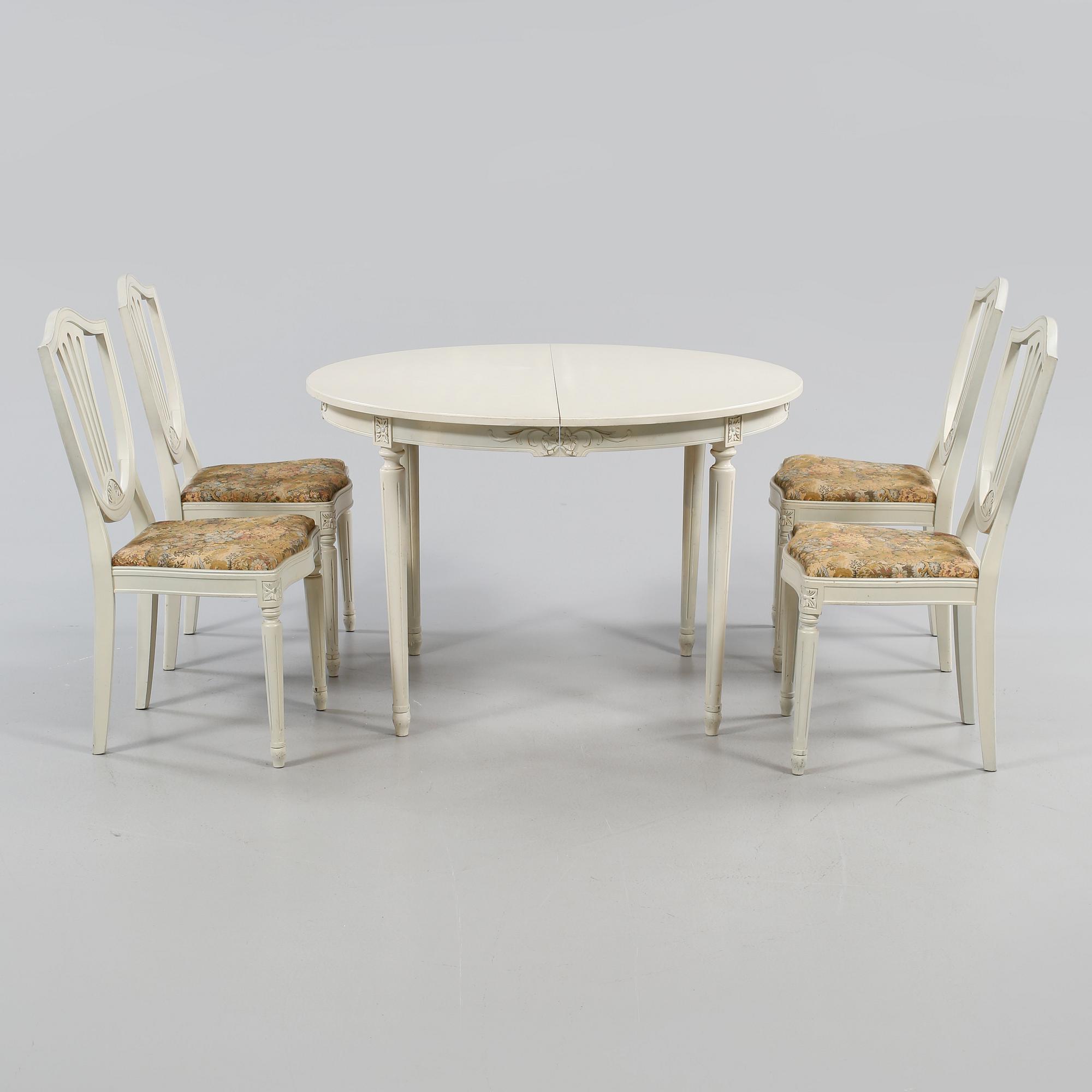 MATGRUPP, 5 delar, gustaviansk stil, 1900-talets andra hälft.