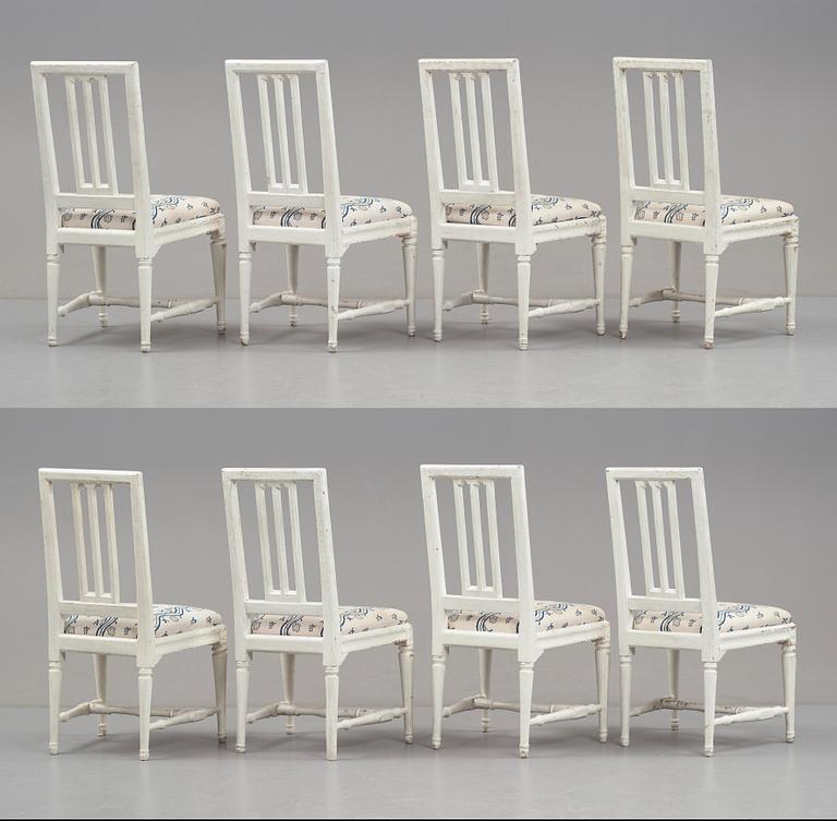 Eight Gustavian chairs by L Söderholm.