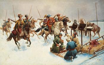 Adolf Baumgartner (Constantin Stoiloff), Cossacks in a vinter lanscape.