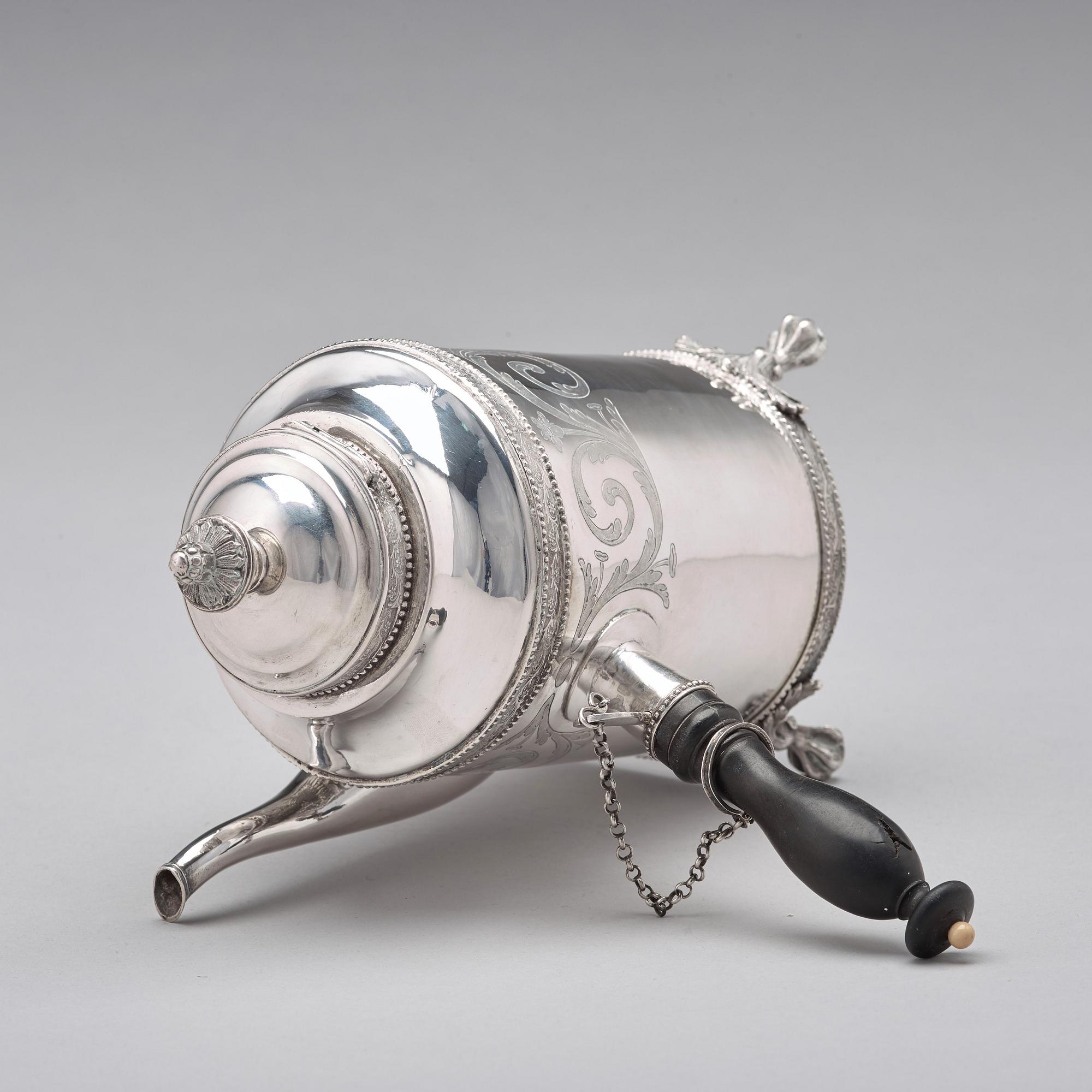 A Swedish late 18th century silver coffee-pot, mark of J. Henrik Frodell, Stockholm 1797.