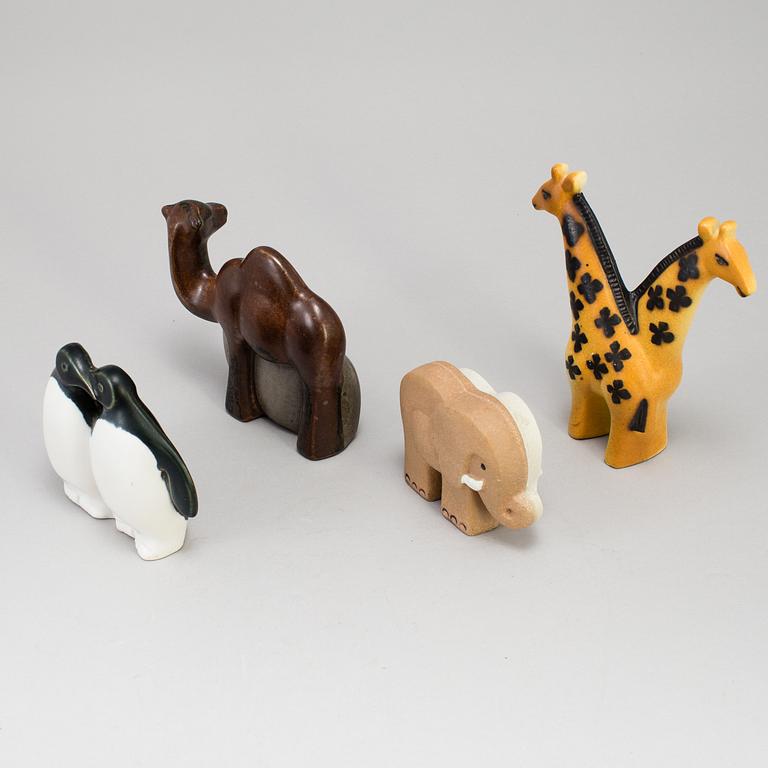 7 stoneware figurines by Lisa Larson from the "Noaks ark" series, 1979-83.