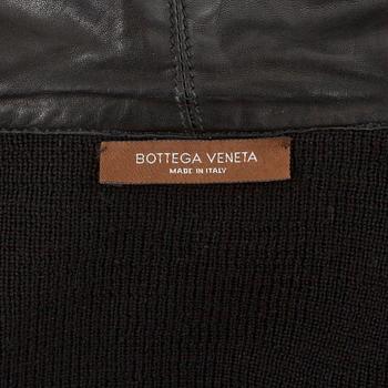 BOTTEGA VENETA, a black wool and leather jacket. Size M.