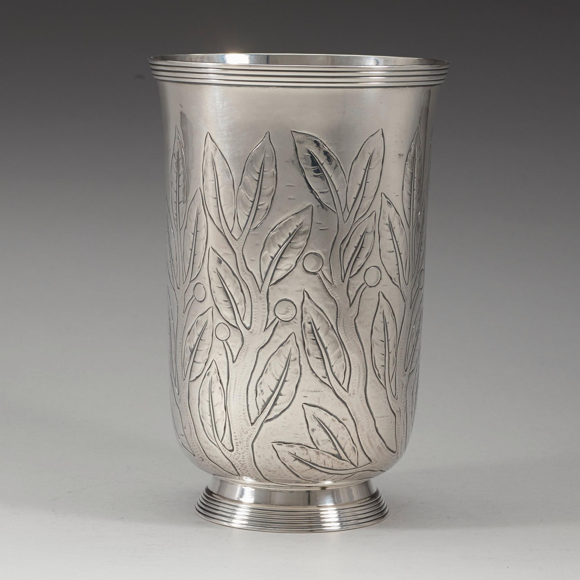 A W.A Bolin silver vase, Stockholm 1936.