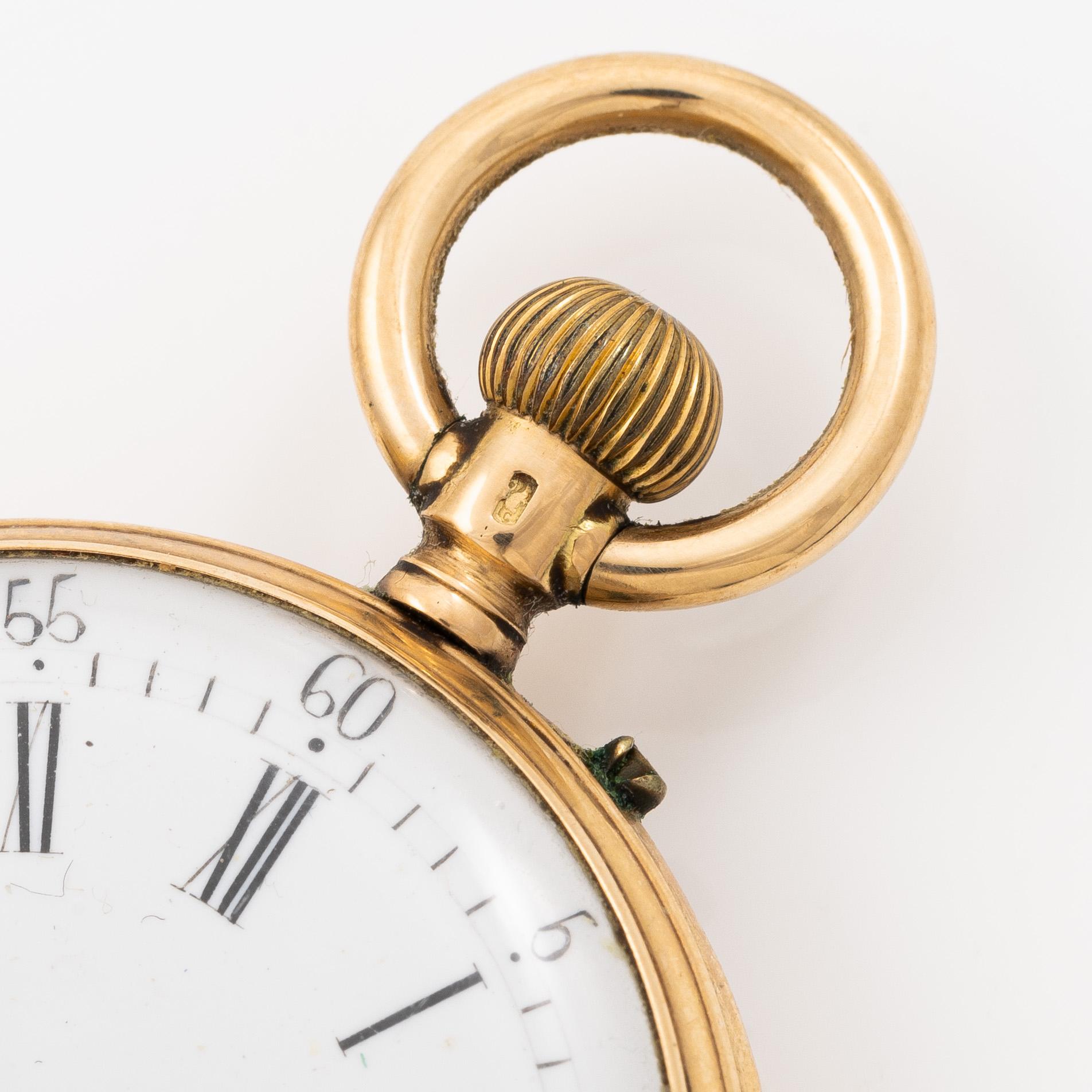 Pocket watch, 14K gold, approx. 34.5 mm.