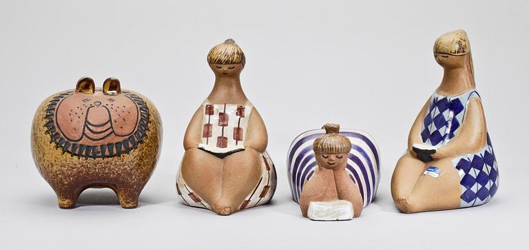 FIGURINER, 4 st, stengods, Lisa Larson, Gustavsberg.