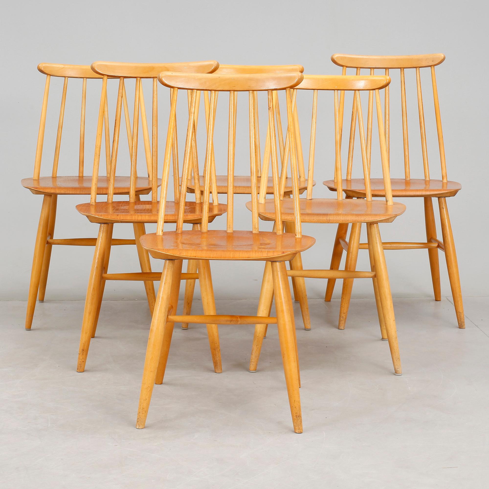 STOLAR, 6 st, "Fanett", Ilmari Tapiovaara, Edsbyverken, 1900-talets mitt.