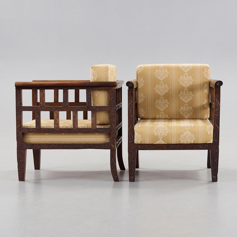 A pair of Chinese armchairs, 1920's.