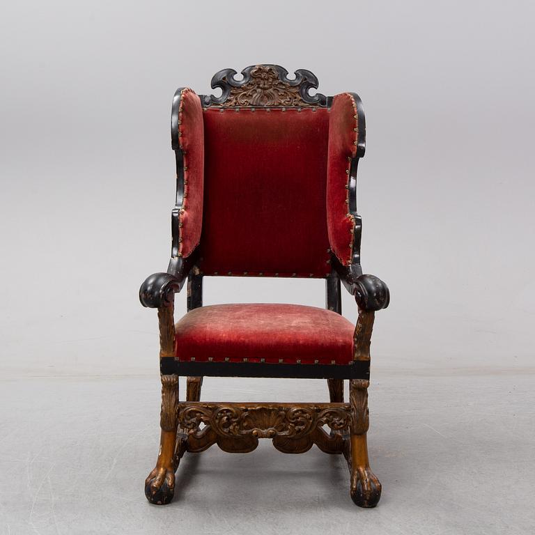 A Swedish Baroque armchair, early 18th century.