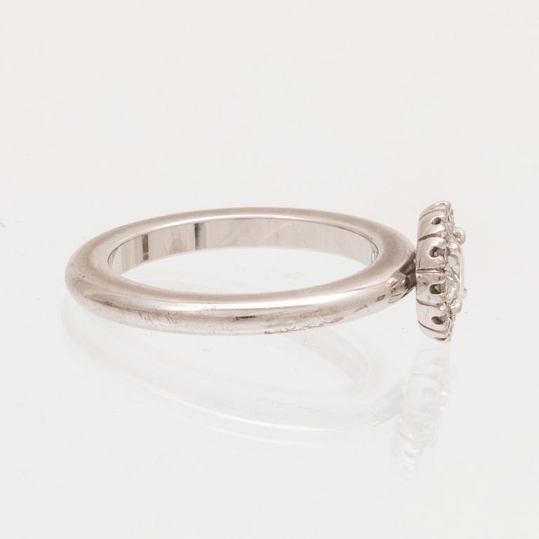 An 18K white gold ring with round brilliant cut diamonds by Engelbert, with GIA dossier.