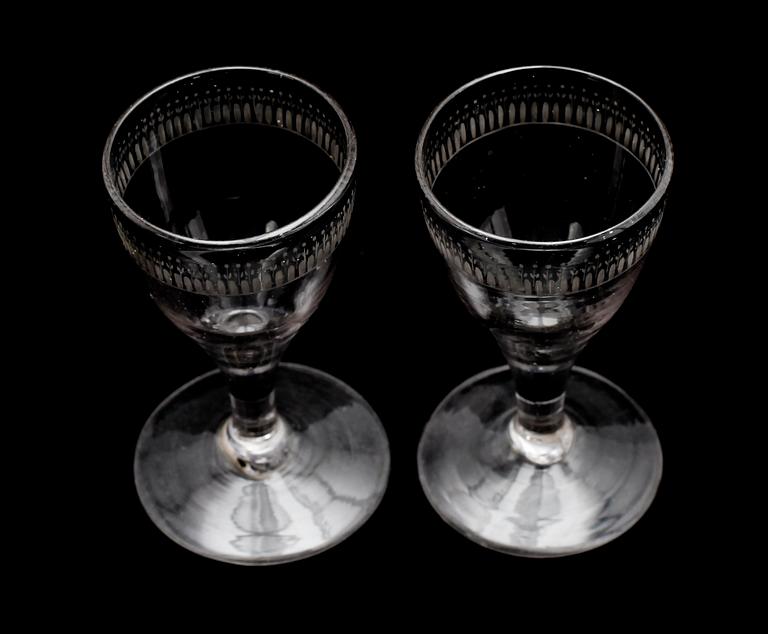 VINGLAS, 1 par, tidigt 1800-tal.