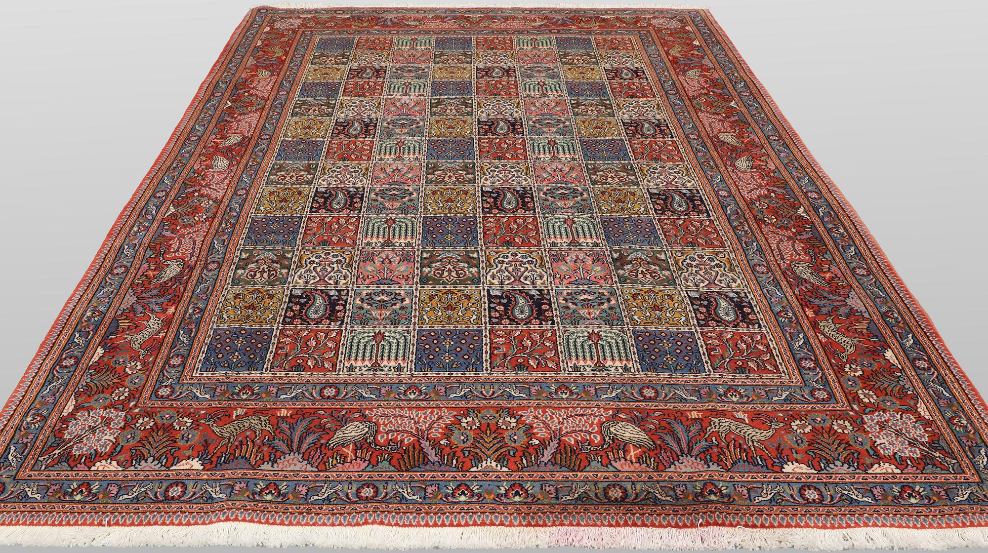 A Moud part silk carpet, 298 x 199 cm.