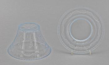 SKÅL med FAT, glas, Edvard Hald, Orrefors, formgiven ca 1930.