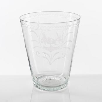 A glass beaker, presumably from Limmareds glasbruk, later part of the 18th Century.