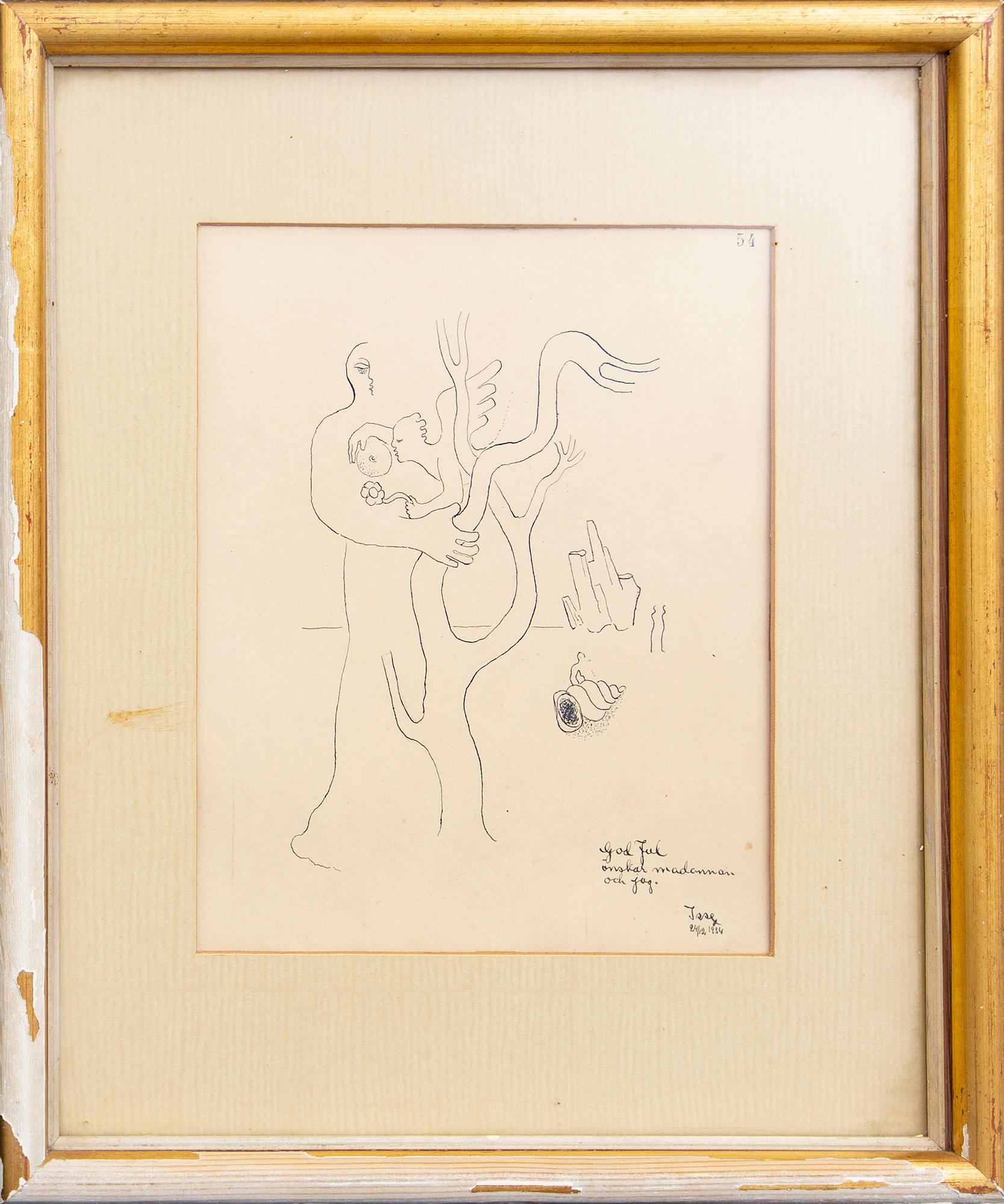 Esaias Thorén, two drawings, signed -34 & -44.