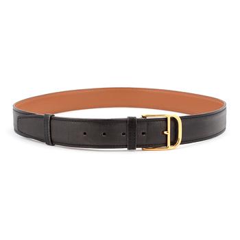 HERMÈS, a black leather belt.