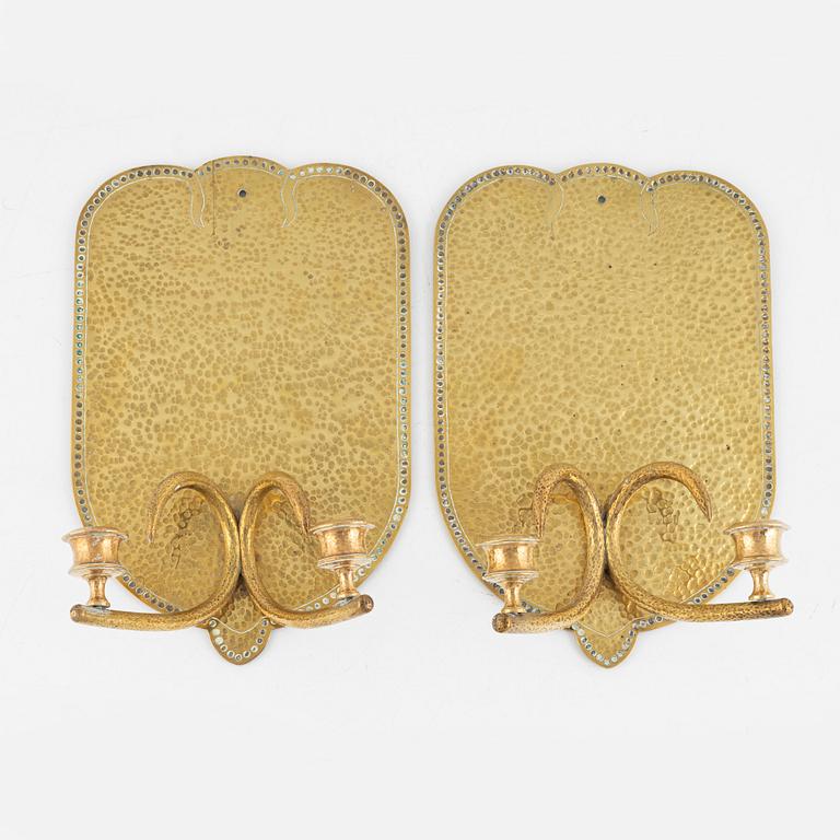 A pair of brass sconces, early 20th century.