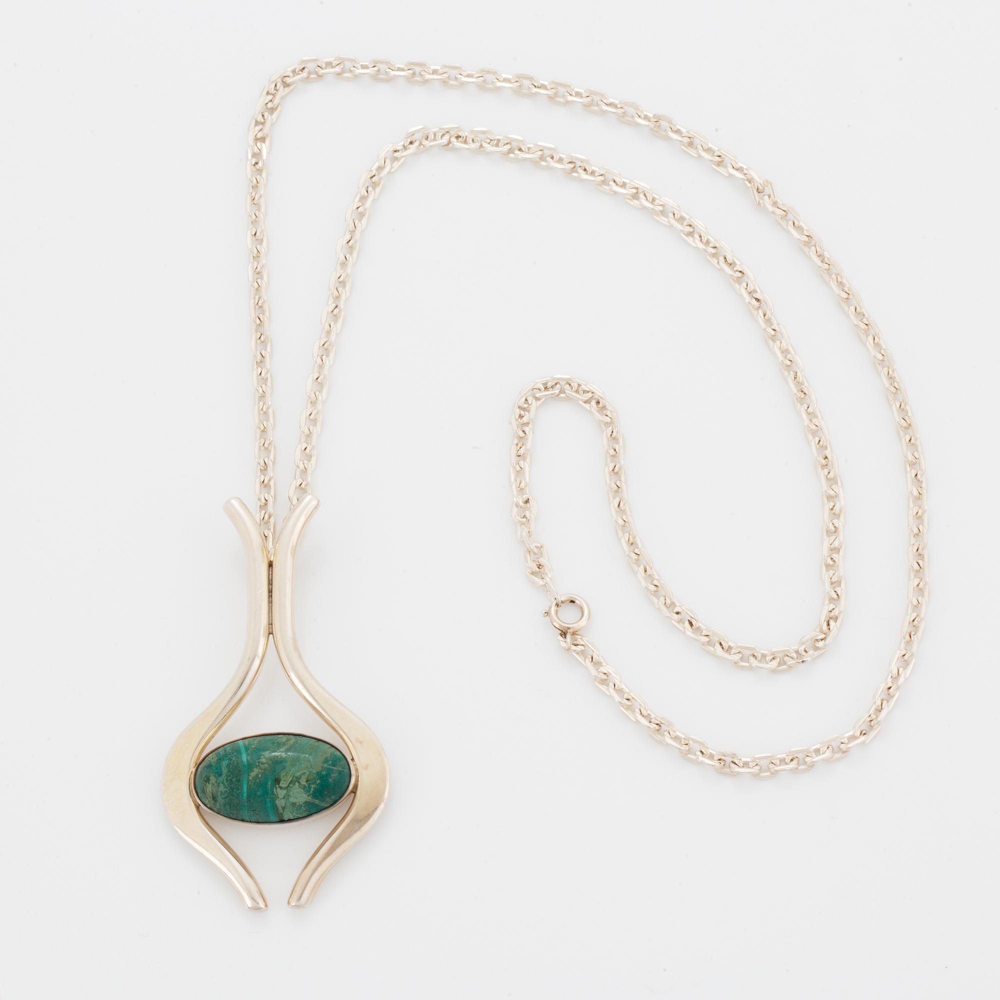 Niels Erik From, pendant with cabochon-cut turquoise.