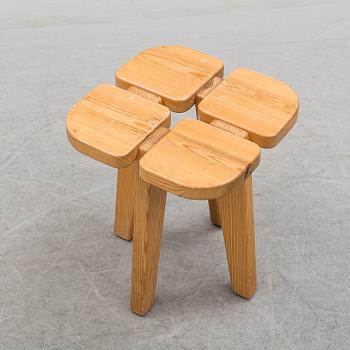 A 'Apila' pinewood stool by Lisa Johansson-Pape,  Oy Stockmann Ab, Kervo Snickerifabrik, 1970/80's.