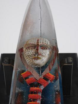 Bertil Vallien, a unique sand cast glass sculpture of a boat, Kosta Boda, Sweden.