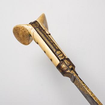 A fine large-eared walrus-hilted Yatagan, Ottoman empire probably Ioannina, Epirus.