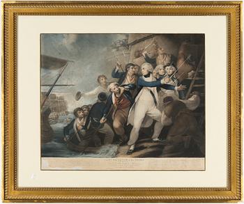 GRAVYRER, 2 st, bla efter Henry Singleton, 1800-talets första hälft.