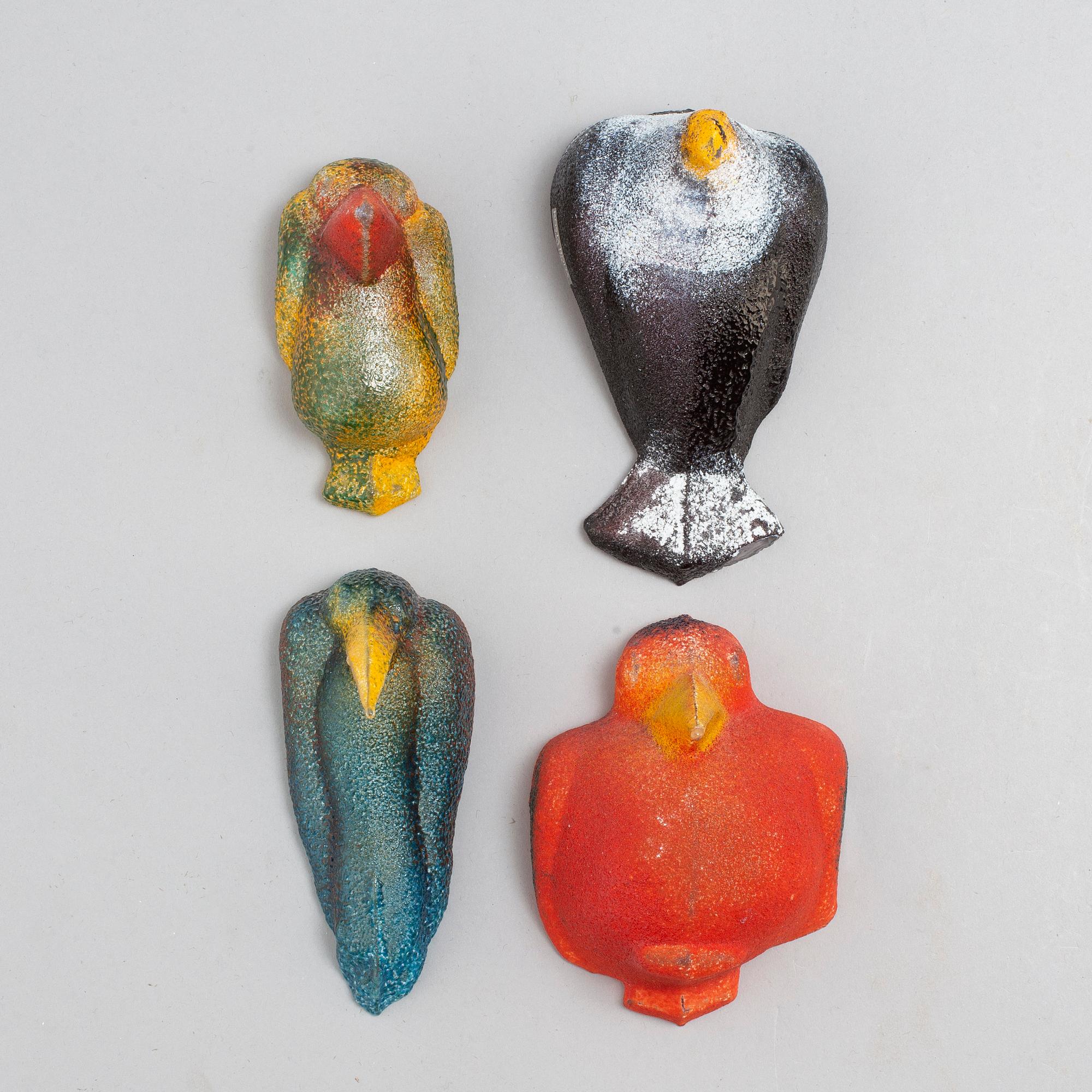 KJELL ENGMAN, väggskulpturer, 4 st, glas, Kosta Boda.