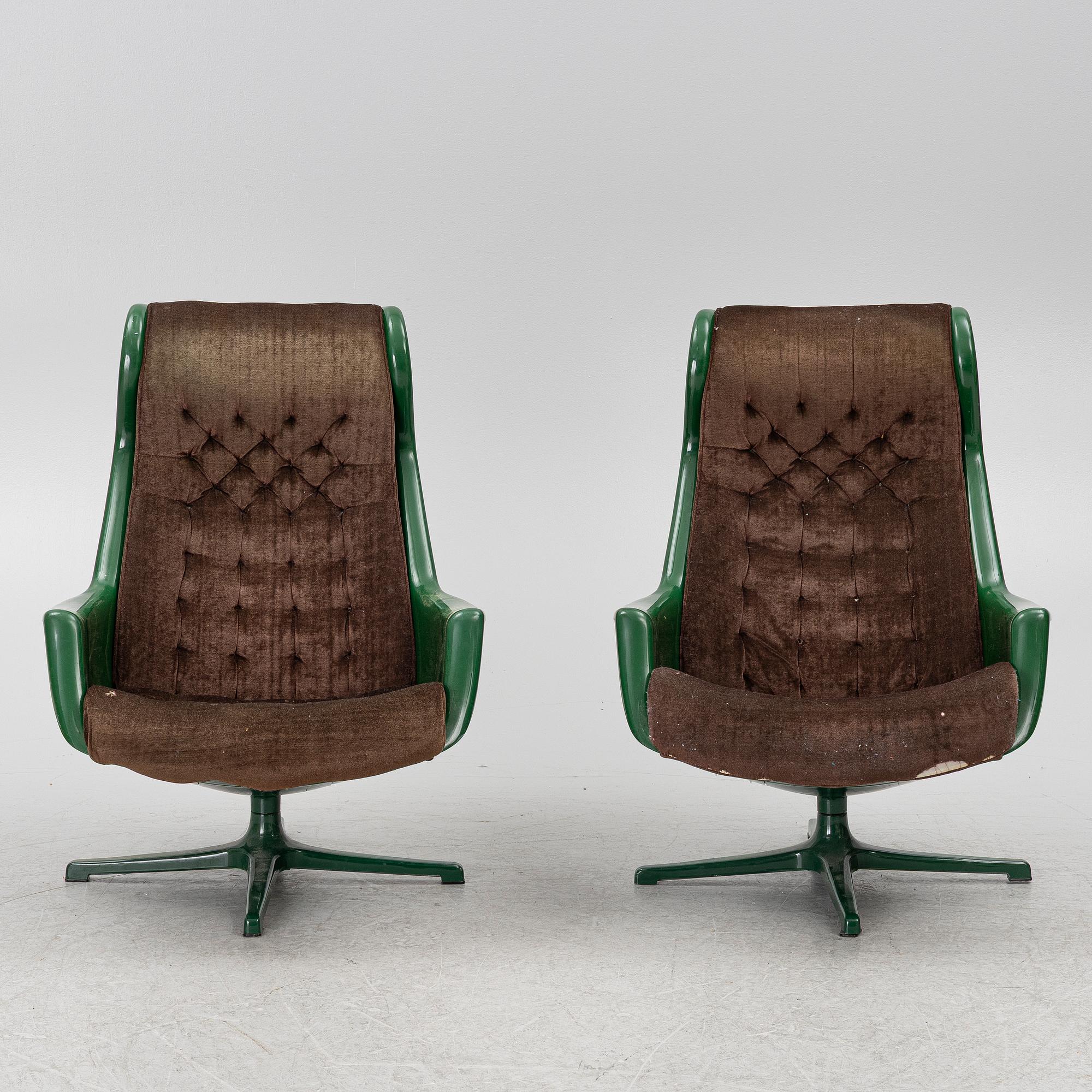 Alf Svensson, & Yngve Sandström, armchairs, a pair, "Form 8"/"Galaxy", DUX, 1970s.