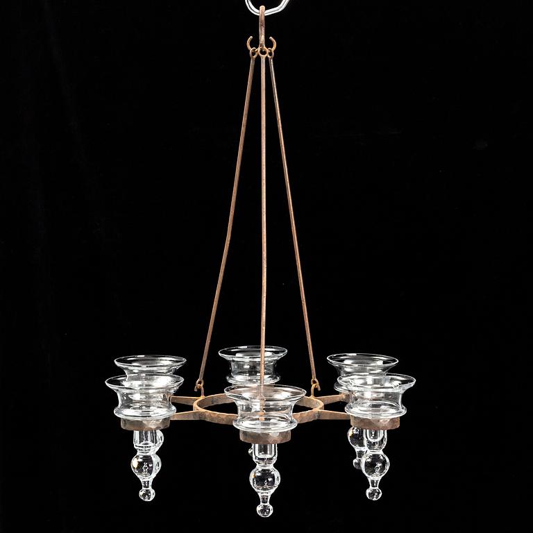 A six light chandalier, Bertil Vallien, Boda Smide.