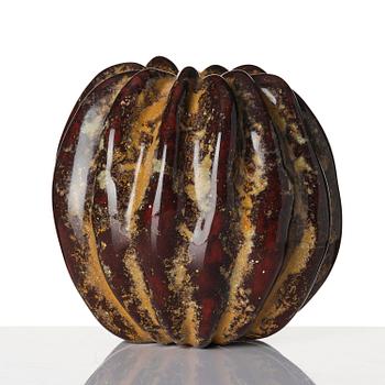Hans Hedberg, a faience sculpture/vase of a pumpkin, Biot, France.