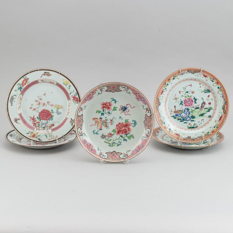 A set of five odd famille rose dishes, Qing dynasty, Qianlong (1736-95).