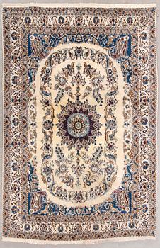 A Nain part silk carpet ca 232x160 cm.