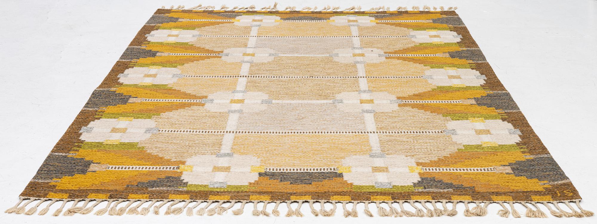 Ingegerd Silow, a flat weave carpet, 'Dellen', c. 286 x 196 cm, signed IS.