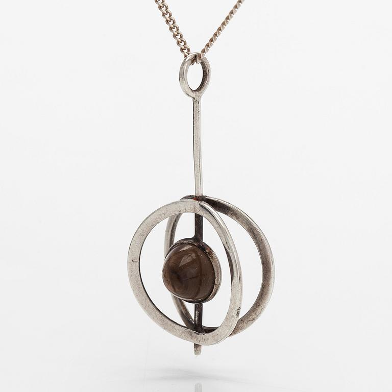 Elis Kauppi, a silver and smoky quartz pendant, Kupittaan Kulta, Turku. With sterling silver chain.