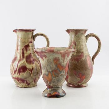 Andersson & Johansson pitcher 2 pcs and vase Höganäs first half/mid 20th century.