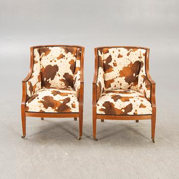 A pair of mahogany armchairs early 1900s.