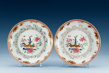 1393. A pair of famille rose dishes, Qing dynasty, Yongzheng (1723-35). (2).