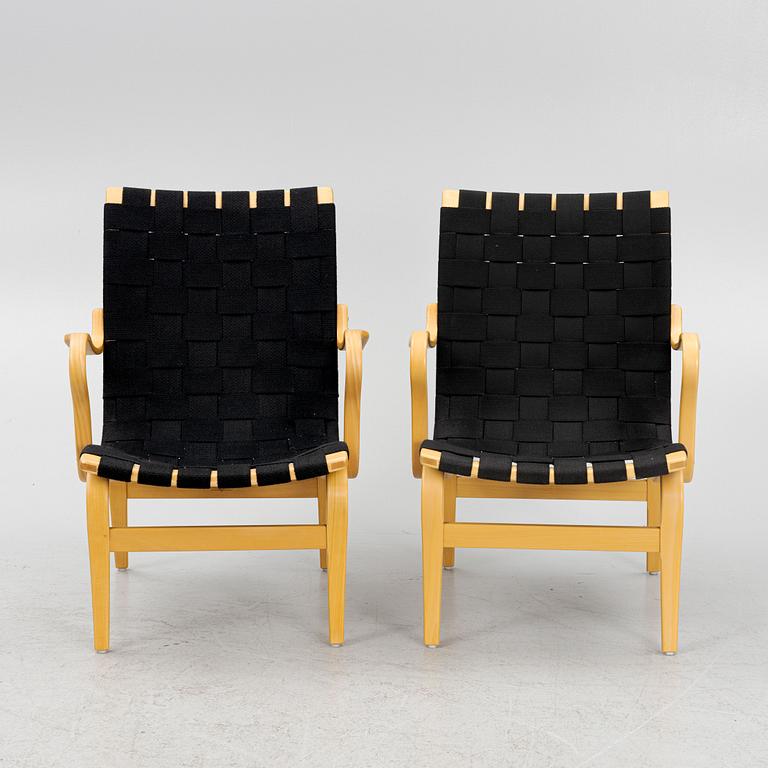 Bruno Mathsson, fåtöljer, ett par, "Eva", Firma Karl Mathsson och Bruno Mathsson International.